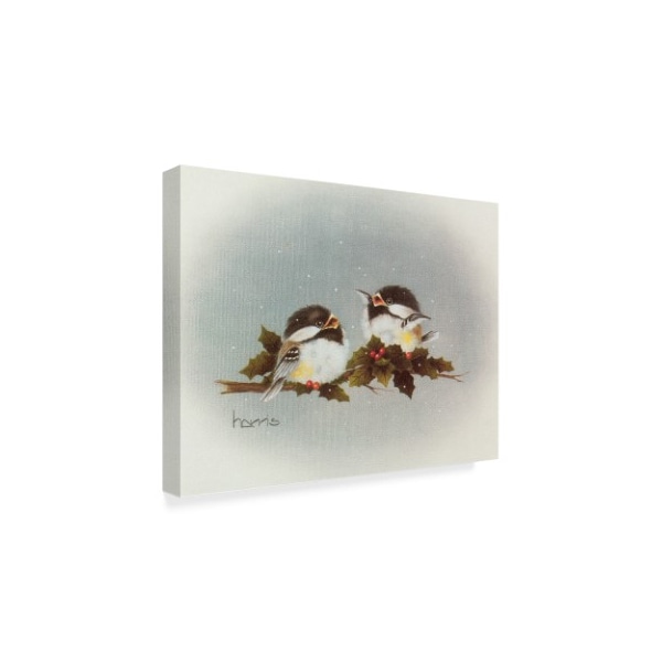 Peggy Harris 'Chickadees And Holly' Canvas Art,18x24